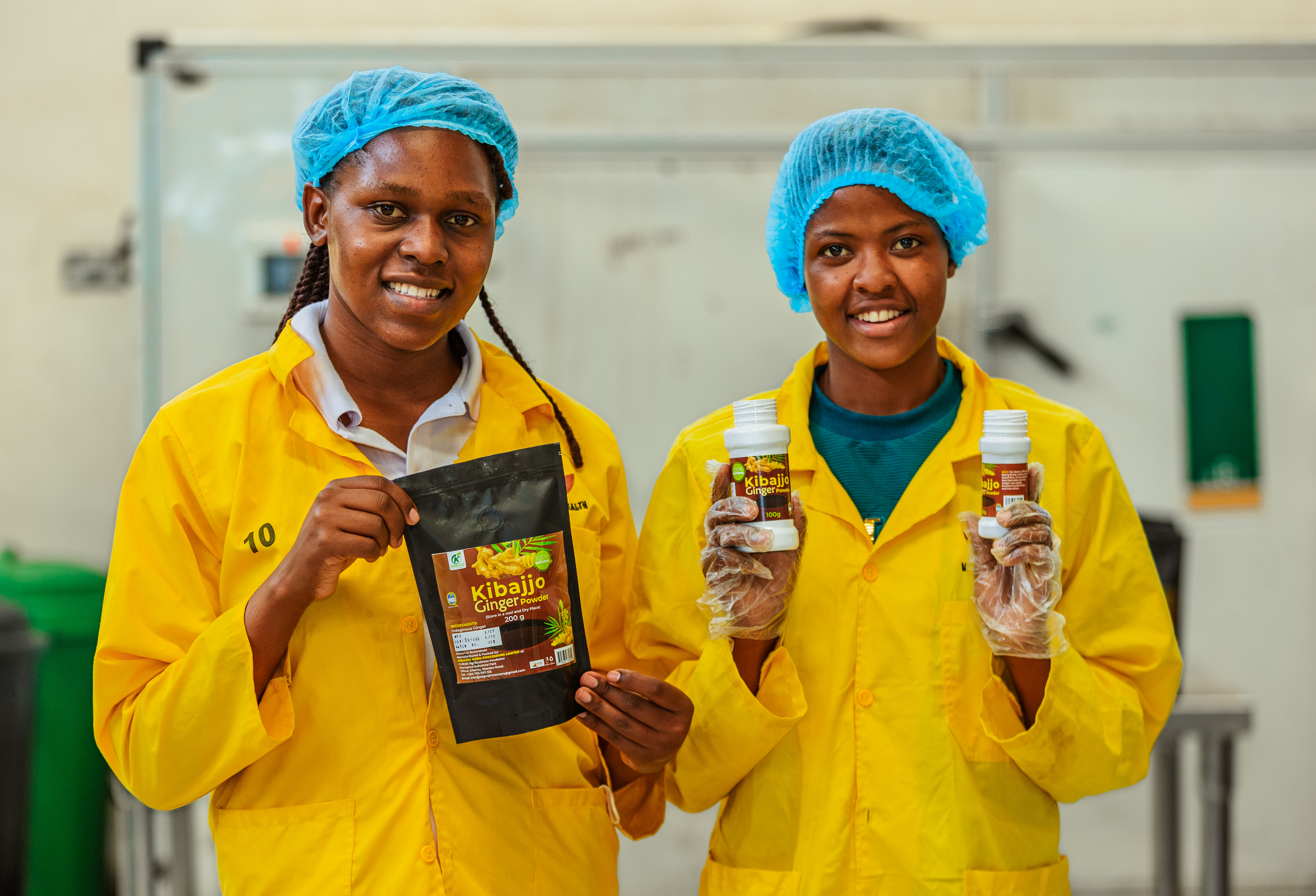 Kibajjo team presenting finished ginger products